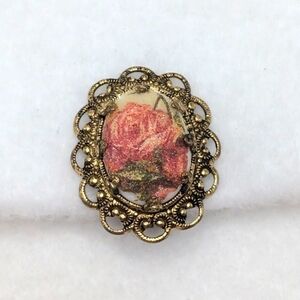 Vintage West Germany SINGLE Glitter Rose Clip On Earring